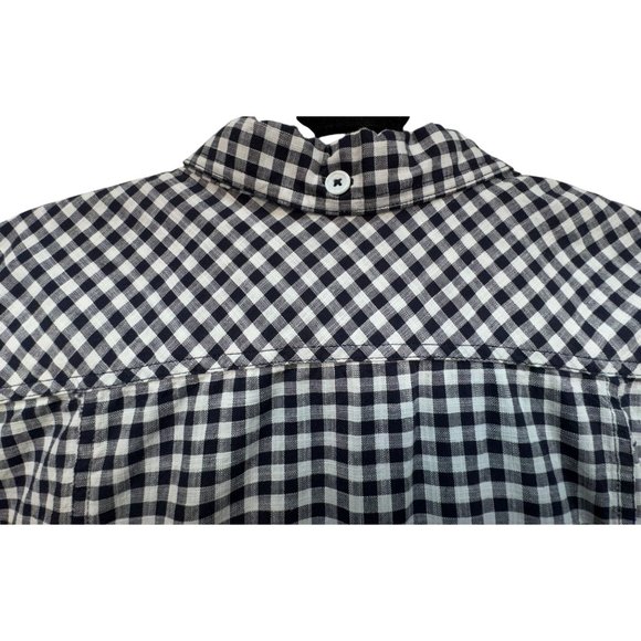 Bit & Bridle Womens Checkered Long Sleeve Button-Up Shirt XL Dary Navy & White C - Picture 11 of 13
